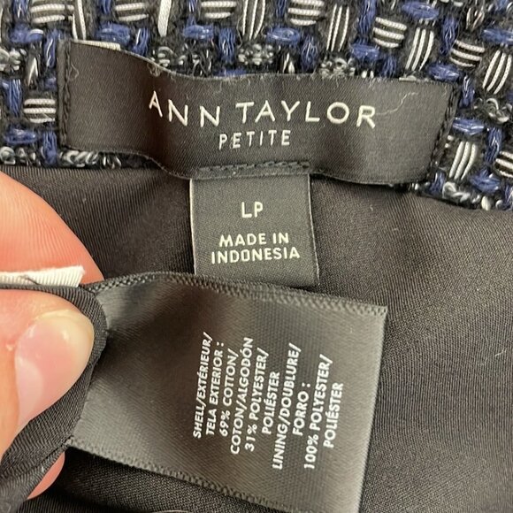 Ann Taylor Petite Jacket Coat Open Front Fringe Blue Gray Size Large Petite LP - Picture 11 of 17